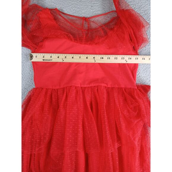 Beetlejuice Costume Girls XL 14 Red Kids Lydia Deetz Dress Long Sleeve Tier NWT - Picture 4 of 8